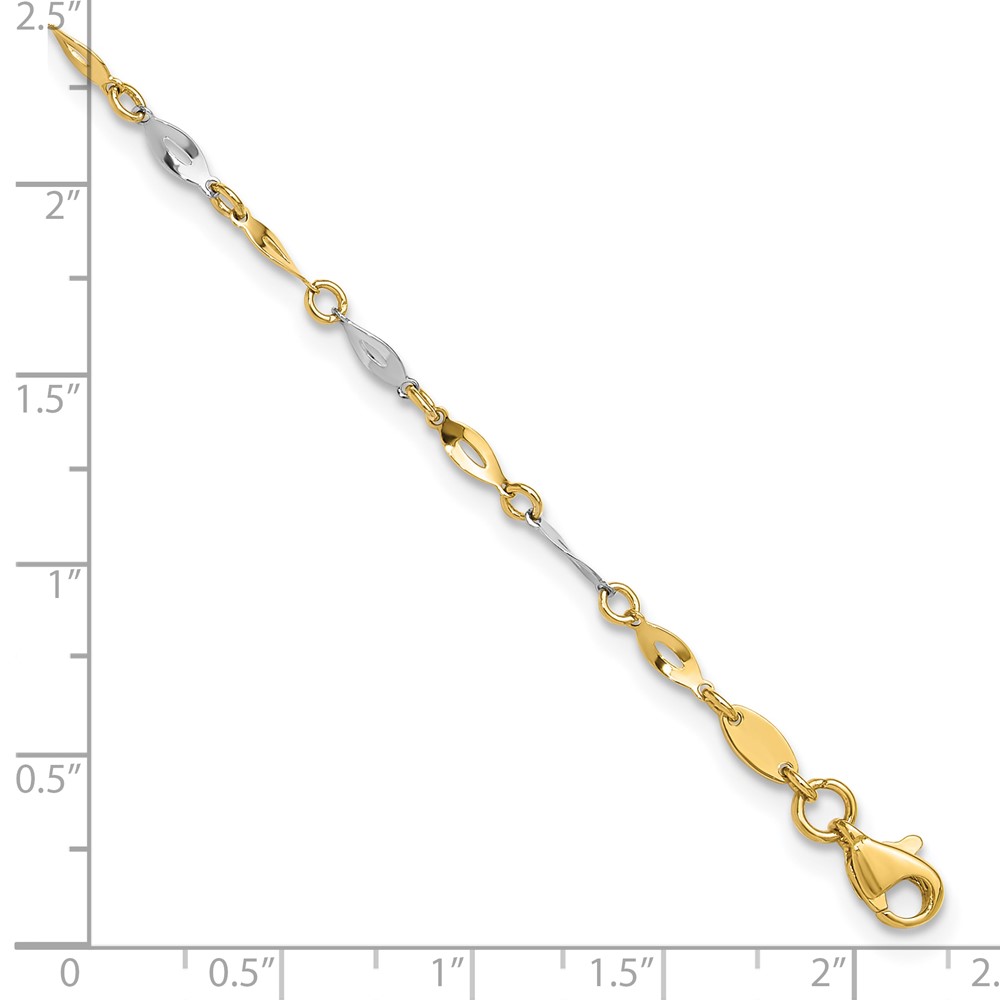 10k Two-Tone Polished 9in Plus 1in ext. Anklet (10ANK280-10)
