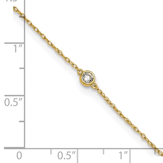 10k Polished Bezel-set 3.7mm CZ 10 inch Anklet