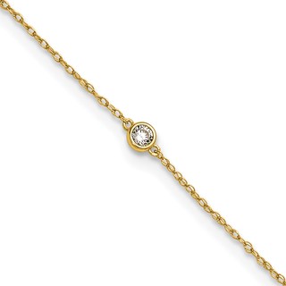 10k Polished Bezel-set 3.7mm CZ 10 inch Anklet