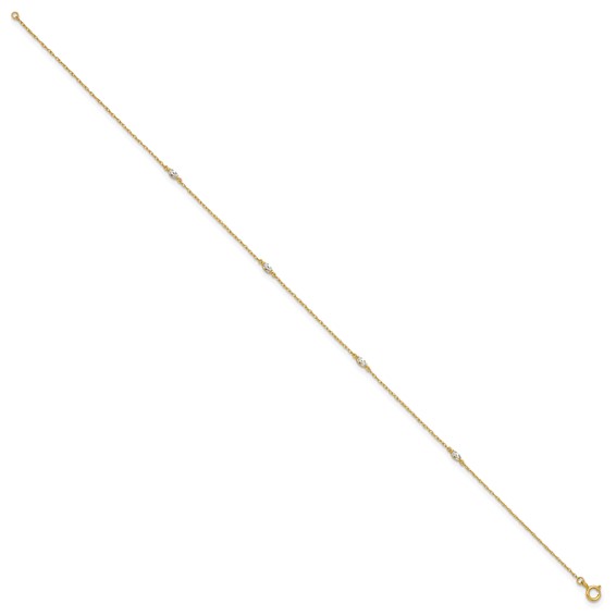 10k Polished Marquise CZ 4-Station 10 inch Anklet
