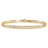 10K 3.35mm Yellow Gold Semi-Solid Curb Link Chain view 3