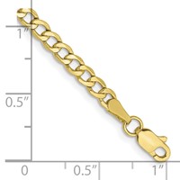 10K 3.35mm Yellow Gold Semi-Solid Curb Link Chain view 5