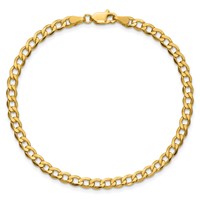 10K 4.3mm Yellow Gold Semi-Solid Curb Link Chain view 3
