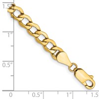 10K 5.25mm Yellow Gold Semi-Solid Curb Link Chain view 2