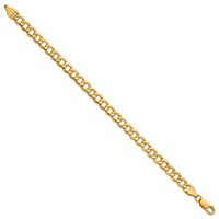 10K 6.5mm Yellow Gold Semi-Solid Curb Link Chain view 2