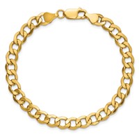 10K 6.5mm Yellow Gold Semi-Solid Curb Link Chain view 3