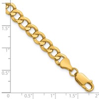 10K 6.5mm Yellow Gold Semi-Solid Curb Link Chain view 4