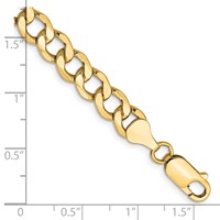 10K 7mm Yellow Gold Semi-Solid Curb Link Chain view 2