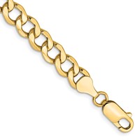 10K 7mm Yellow Gold Semi-Solid Curb Link Chain view 1