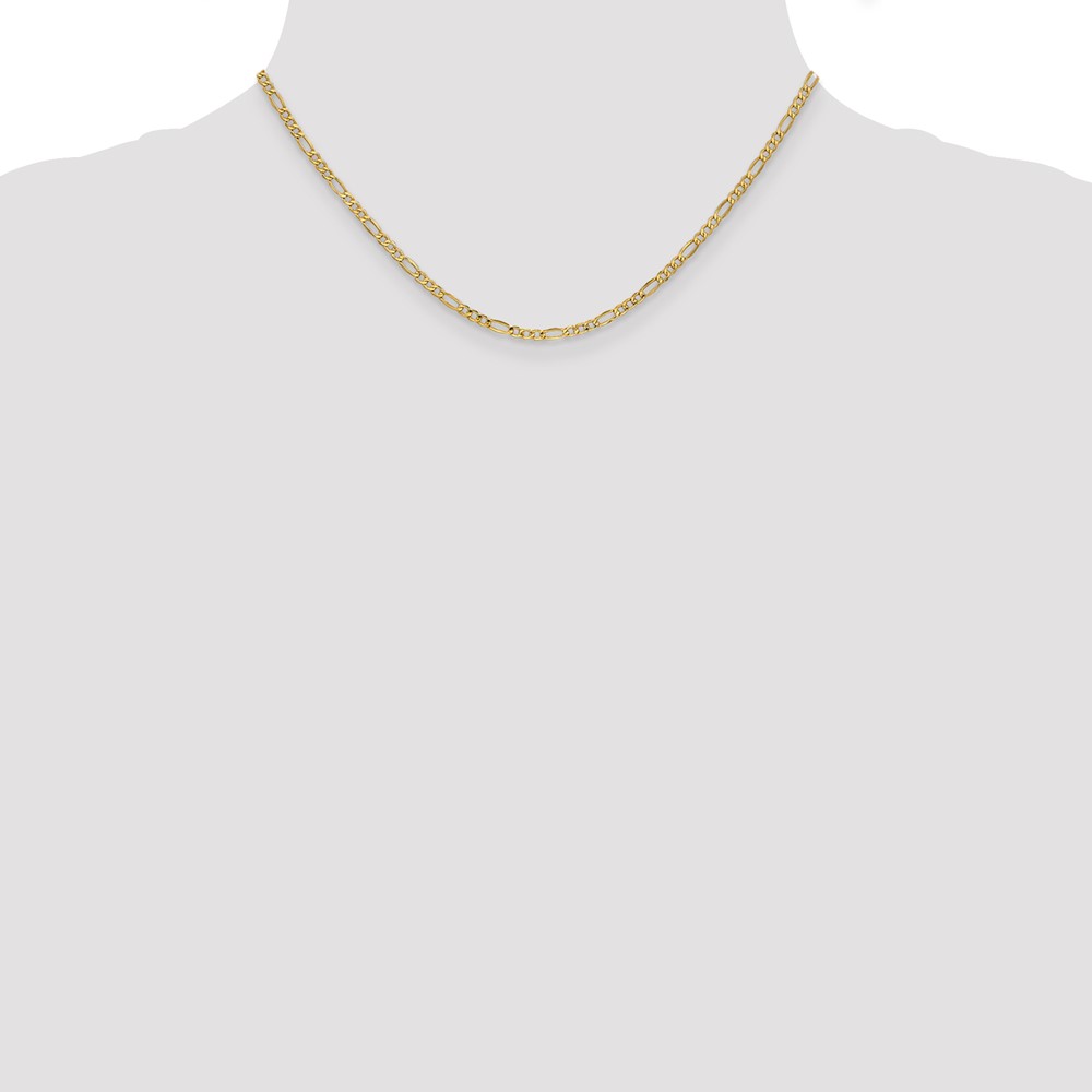 10k 2.5mm Semi-Solid Figaro Chain (10BC120-16)