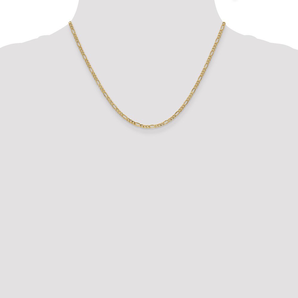 10k 2.5mm Semi-Solid Figaro Chain (10BC120-18)