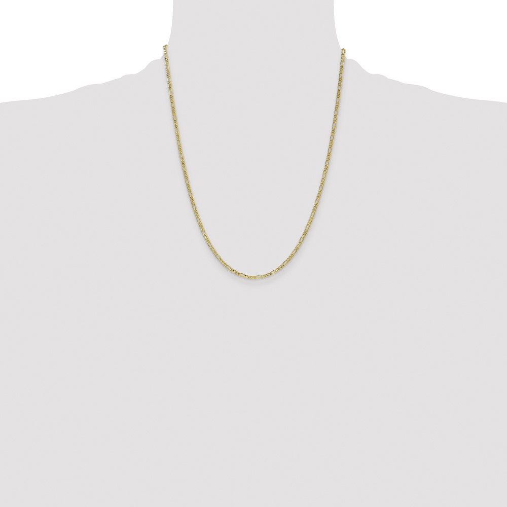 10k 2.5mm Semi-Solid Figaro Chain (10BC120-22)