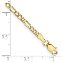 10K 2.5mm Yellow Gold Semi-Solid Figaro Chain view 2