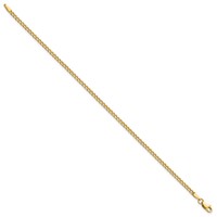 10K 2.5mm Yellow Gold Semi-Solid Curb Link Chain Anklet view 2