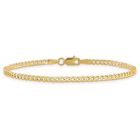10K 2.5mm Yellow Gold Semi-Solid Curb Link Chain Anklet view 3