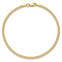 10K 2.5mm Yellow Gold Semi-Solid Curb Link Chain Anklet view 4