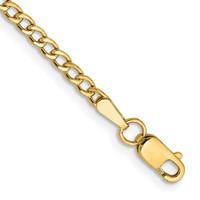 10K 2.5mm Yellow Gold Semi-Solid Curb Link Chain Anklet view 1