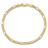 10K 3.5mm Yellow Gold Semi-Solid Figaro Chain view 4