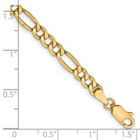 10K 4.2mm Yellow Gold Semi-Solid Figaro Chain view 2