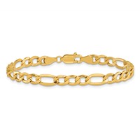 10K 5.35mm Yellow Gold Semi-Solid Figaro Chain view 3