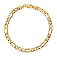 10K 5.35mm Yellow Gold Semi-Solid Figaro Chain view 4