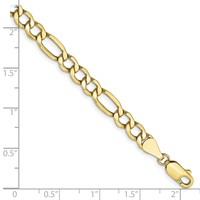 10K 5.35mm Yellow Gold Semi-Solid Figaro Chain view 2