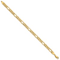 10K 6.25mm Yellow Gold Semi-Solid Figaro Chain view 2