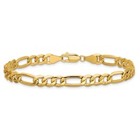 10K 6.25mm Yellow Gold Semi-Solid Figaro Chain view 3