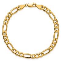 10K 6.25mm Yellow Gold Semi-Solid Figaro Chain view 4
