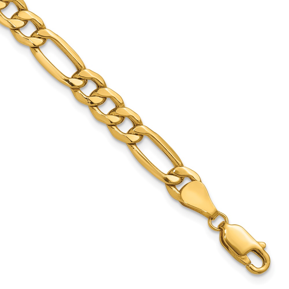 10K 6.25mm Yellow Gold Semi-Solid Figaro Chain