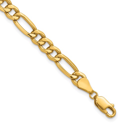 10K 6.25mm Yellow Gold Semi-Solid Figaro Chain