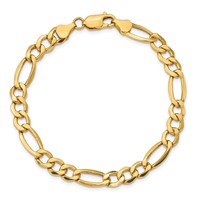 10K 7.3mm Yellow Gold Semi-Solid Figaro Chain view 3