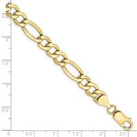 10K 7.3mm Yellow Gold Semi-Solid Figaro Chain view 2
