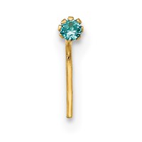 10K Yellow Gold 20 Gauge Set of Three 1.5mm Blue Clear Yellow CZ Nose Studs view 4