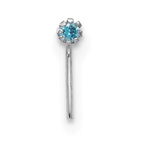 10K White Gold 20 Gauge Set of Three 1.5mm Blue Clear Pink CZ Nose Studs view 4