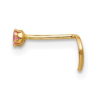 10K Yellow Gold 20 Gauge Set of Three 2.00mm Pink White CZ and Gold Ball Nose Studs view 5