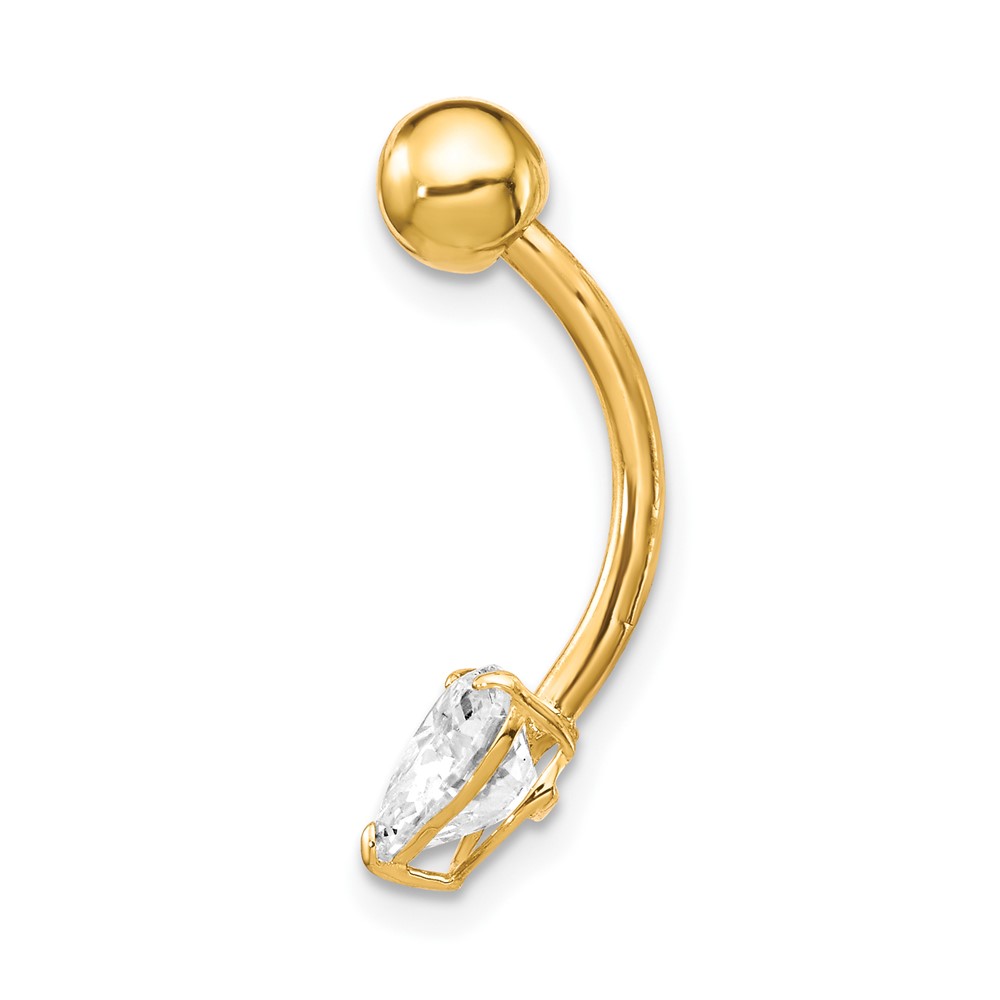 10k W/6X6 CZ Heart Belly Dangle (10BD106)