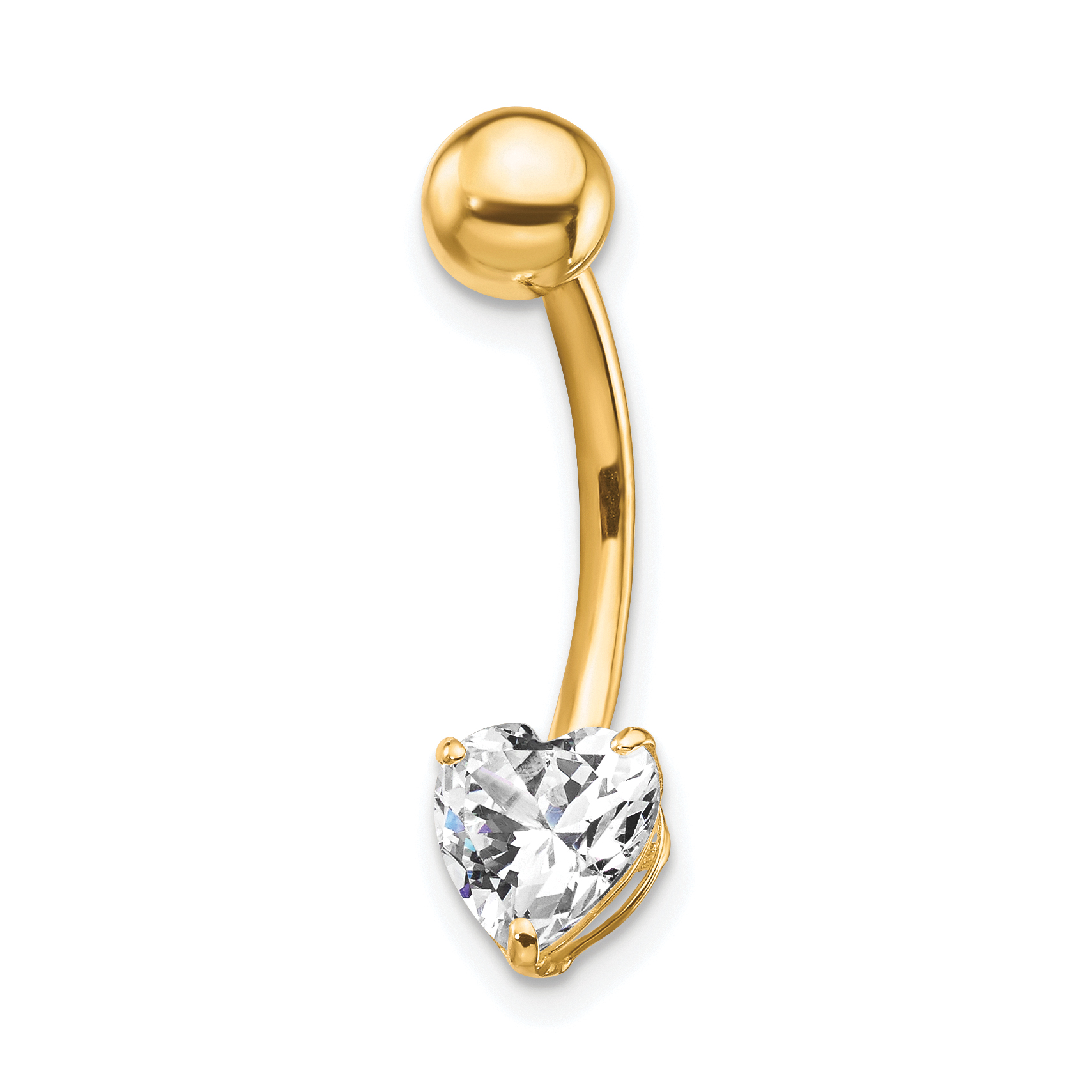 10k W/6X6 CZ Heart Belly Dangle (10BD106)