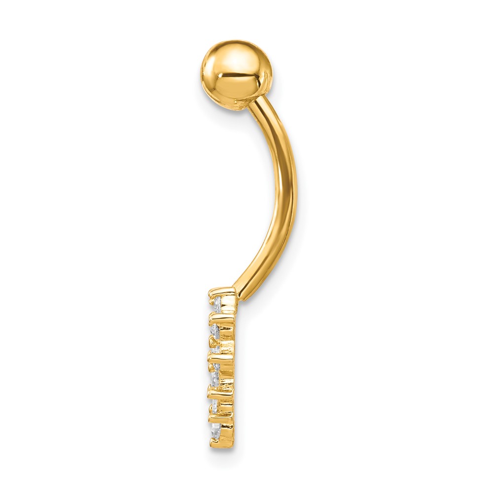 10k W/Cz Heart Belly Dangle (10BD108)