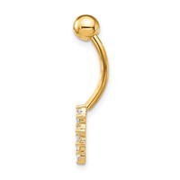 10K Yellow Gold 14 Gauge CZ Heart Belly Dangle view 2