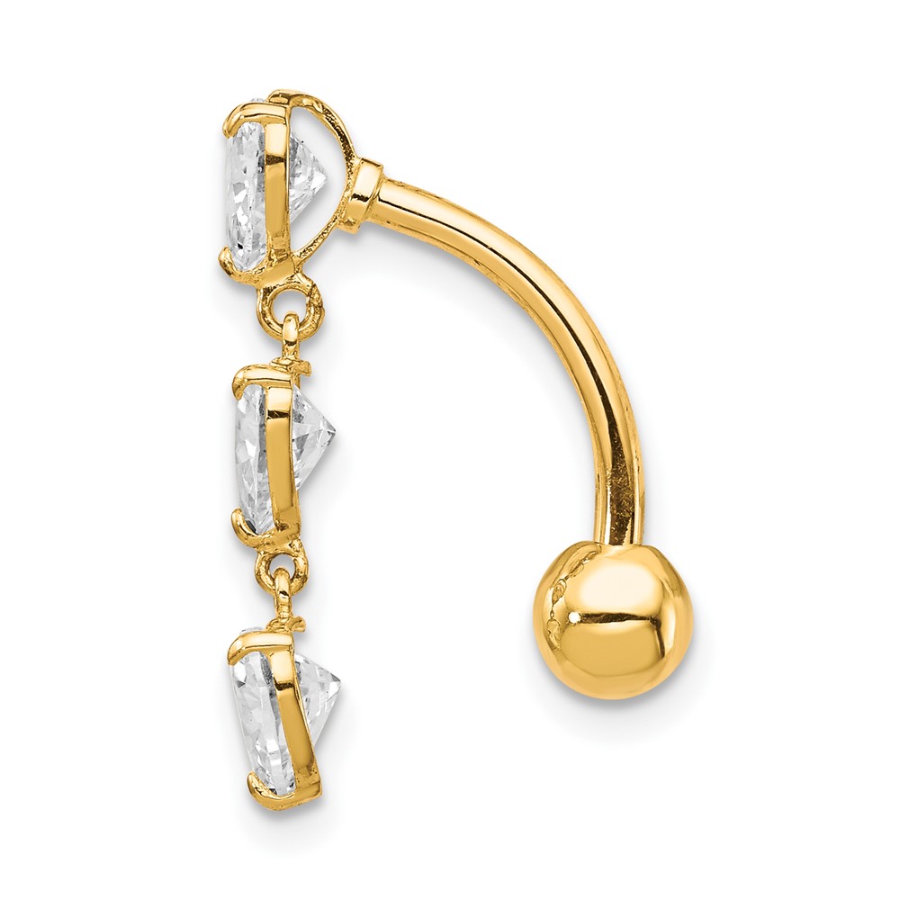 10k 5mm CZ Heart Belly Dangle (10BD112)