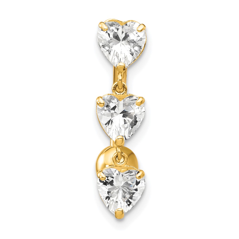 10k 5mm CZ Heart Belly Dangle (10BD112)