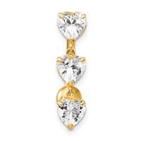 10K 5mm CZ Heart 3-Stone Belly Dangle view 4