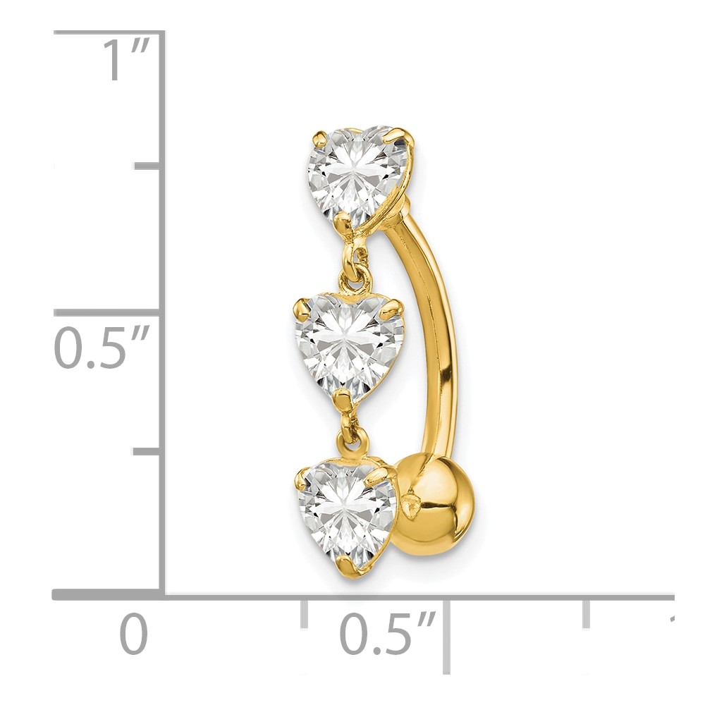 10k 5mm CZ Heart Belly Dangle (10BD112)