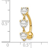 10K 5mm CZ Heart 3-Stone Belly Dangle view 3