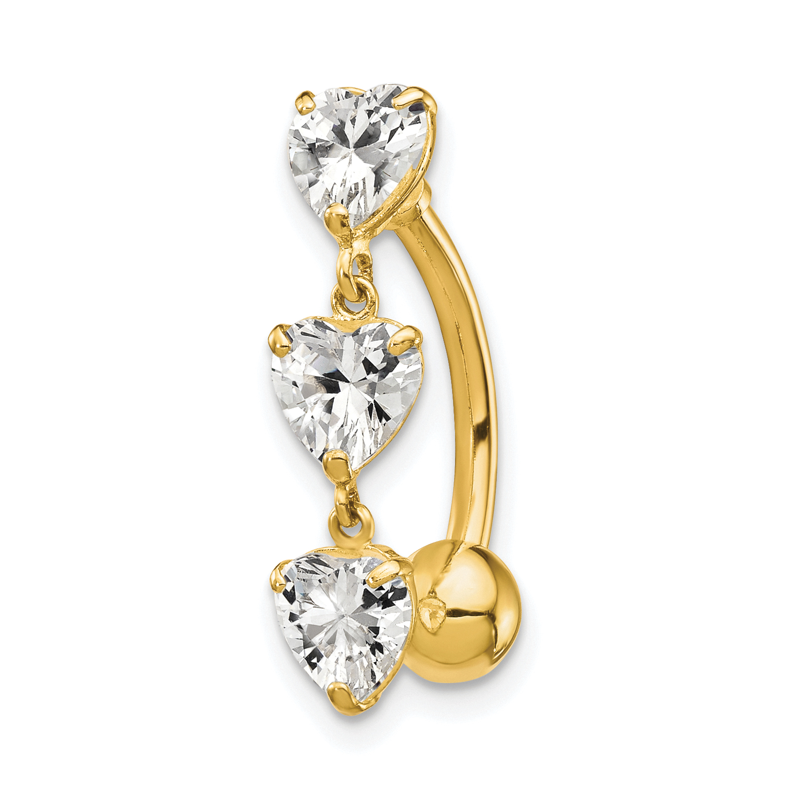 10k 5mm CZ Heart Belly Dangle (10BD112)