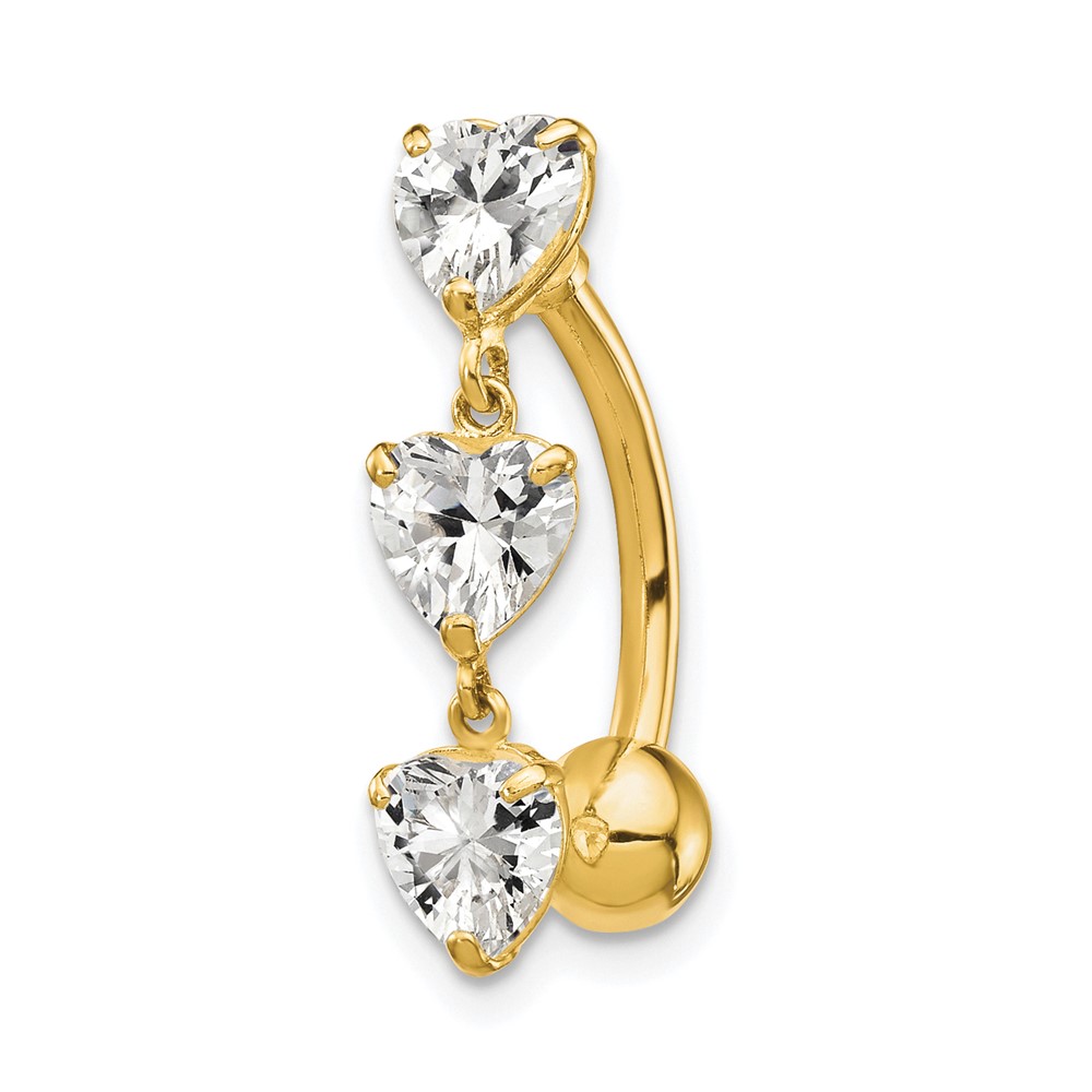 10k 5mm CZ Heart Belly Dangle (10BD112)
