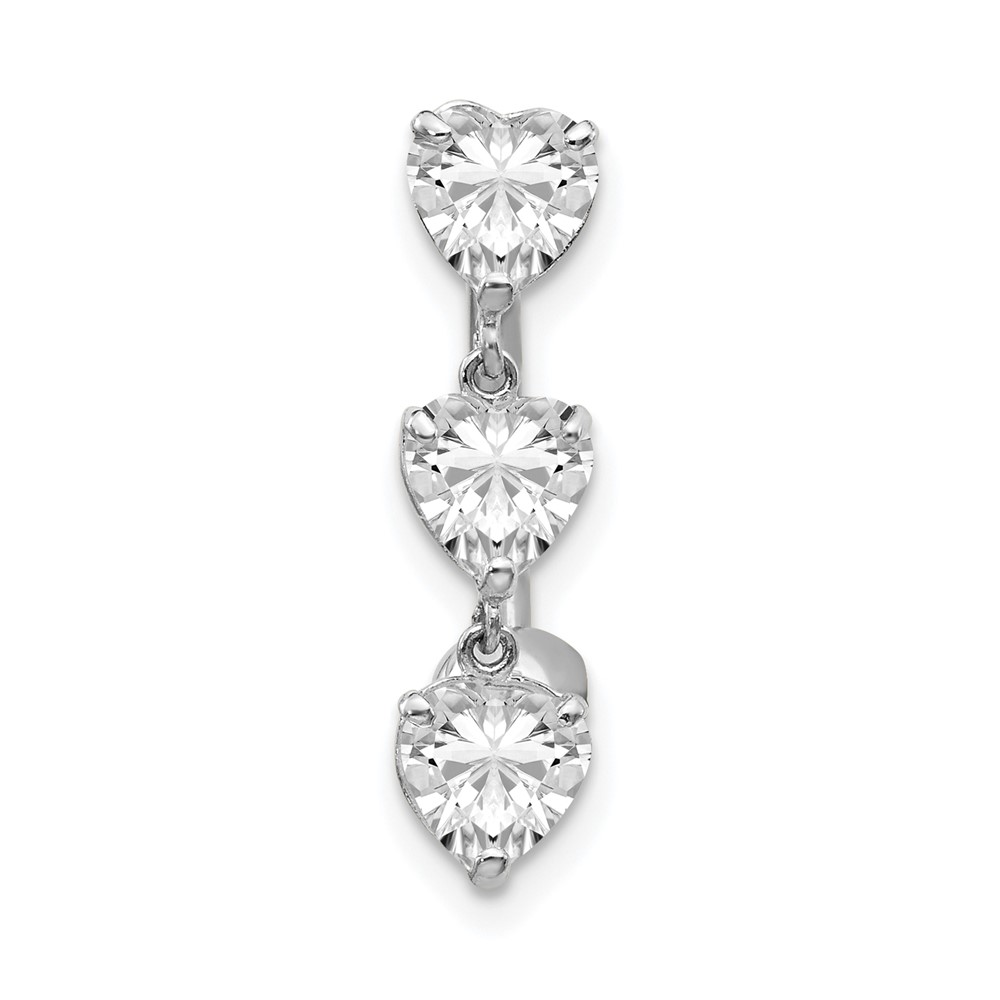 10k White Gold 5mm CZ Heart Belly Dangle (10BD113)