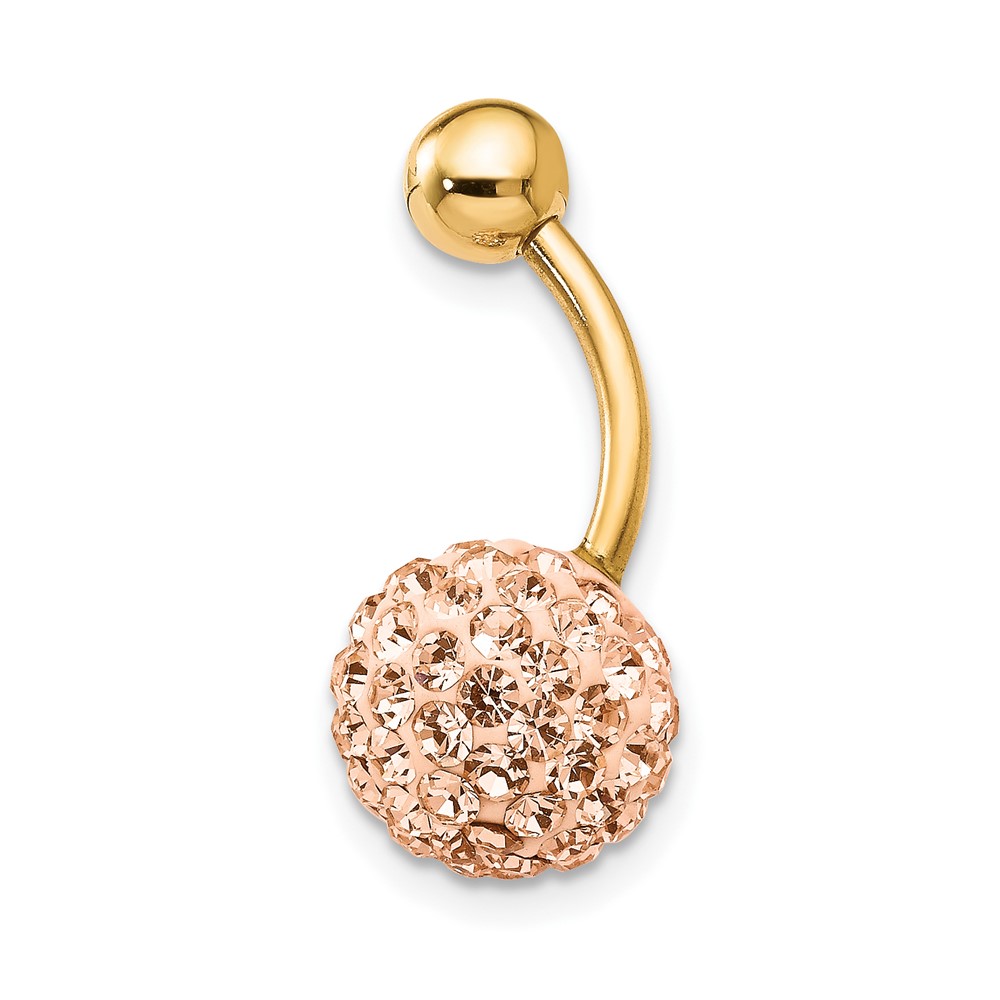 10k W/Champagne Crystal Ball Belly Dangle (10BD123)