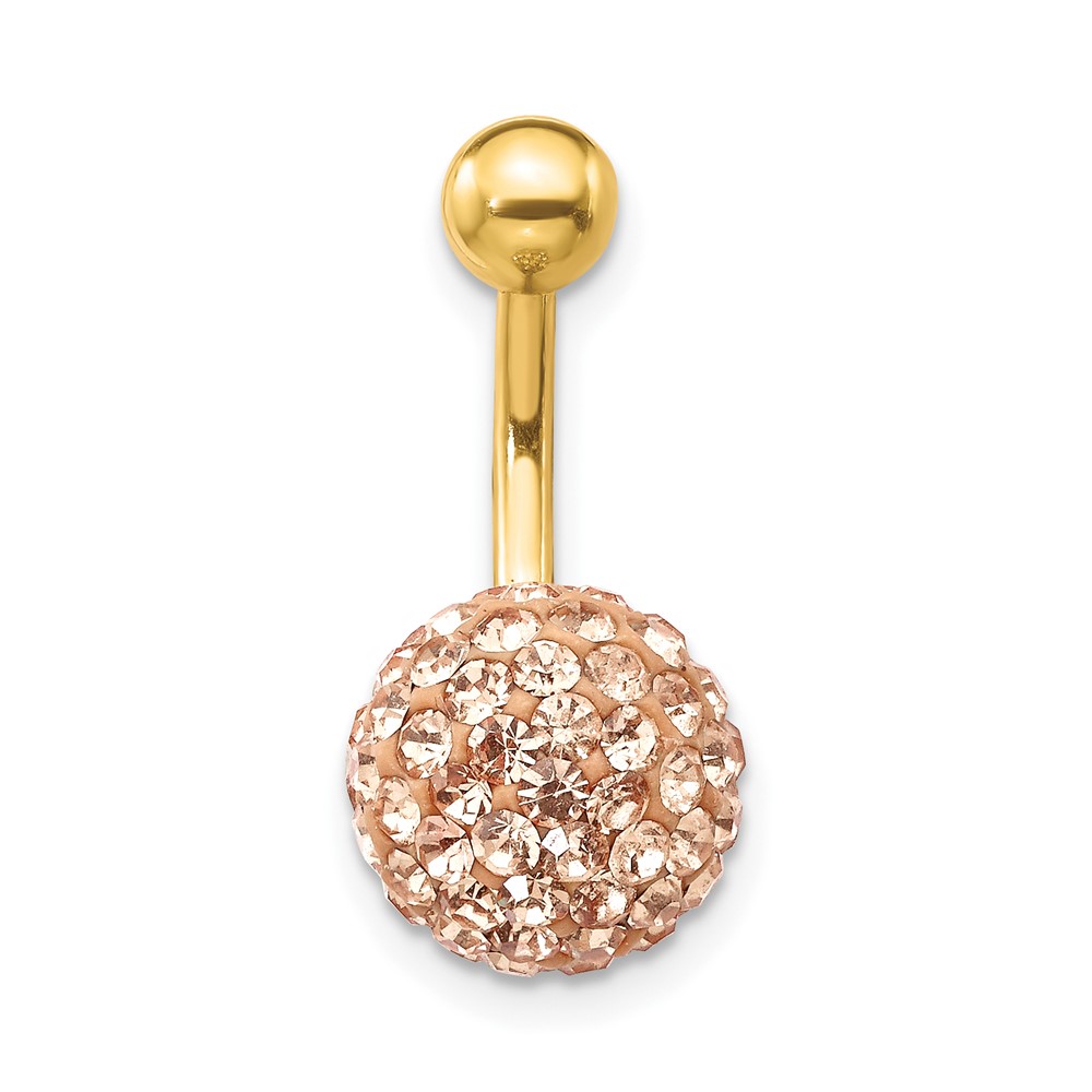 10k W/Champagne Crystal Ball Belly Dangle (10BD123)